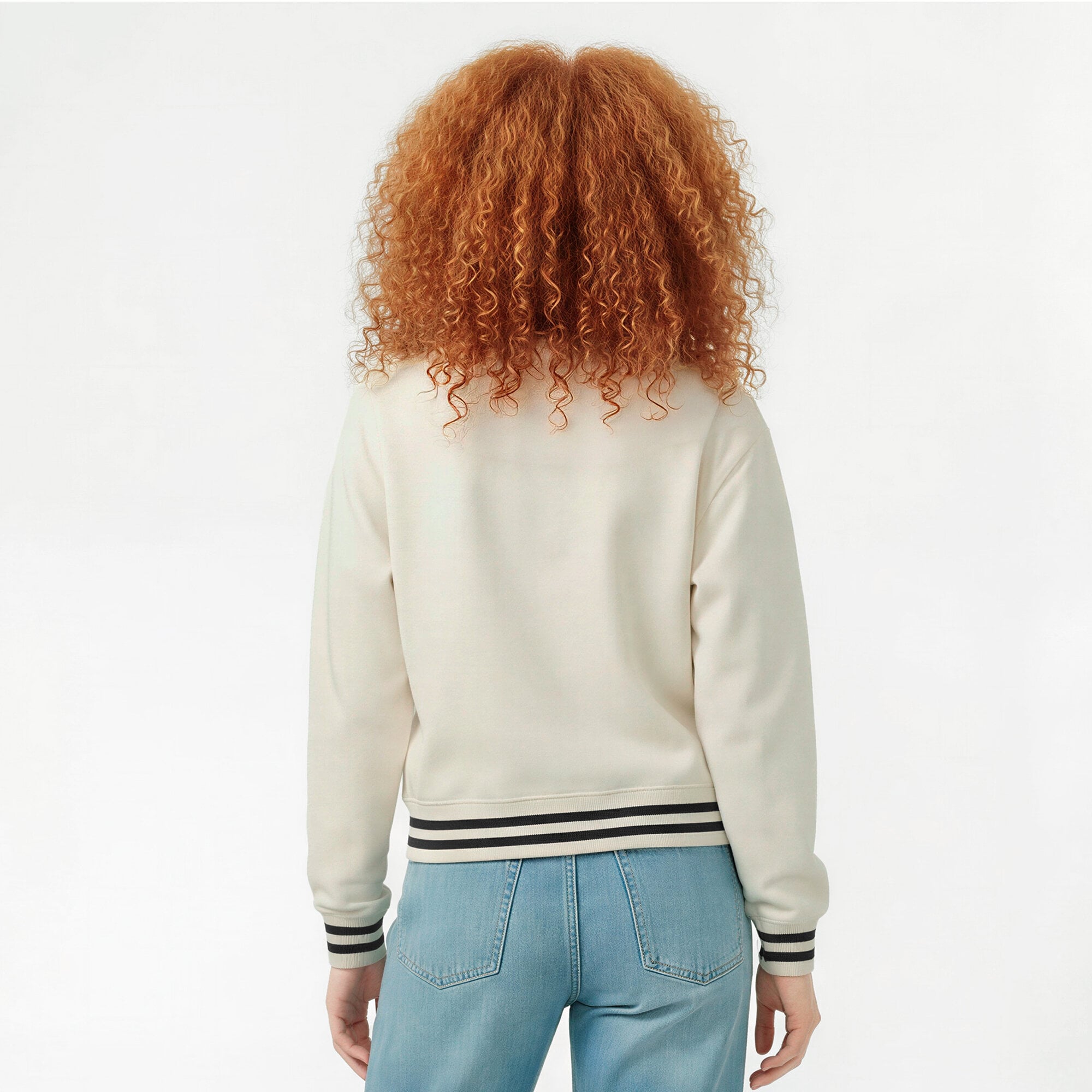 Women's Champion White North Carolina Tar Heels Yarn Dye Rib Reverse Weave Crew Sweatshirt